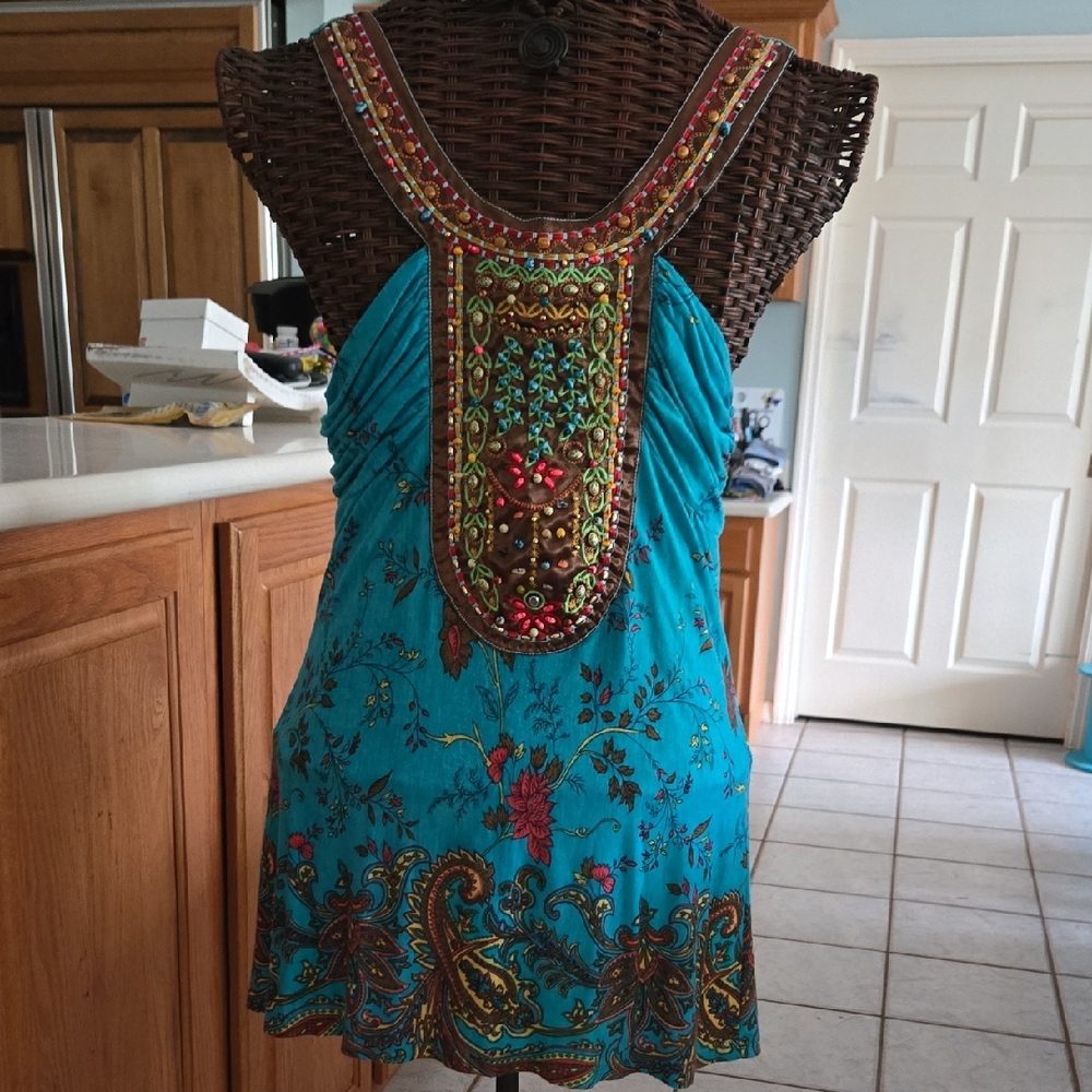 Charlotte Russe Turquoise Embroidered Top